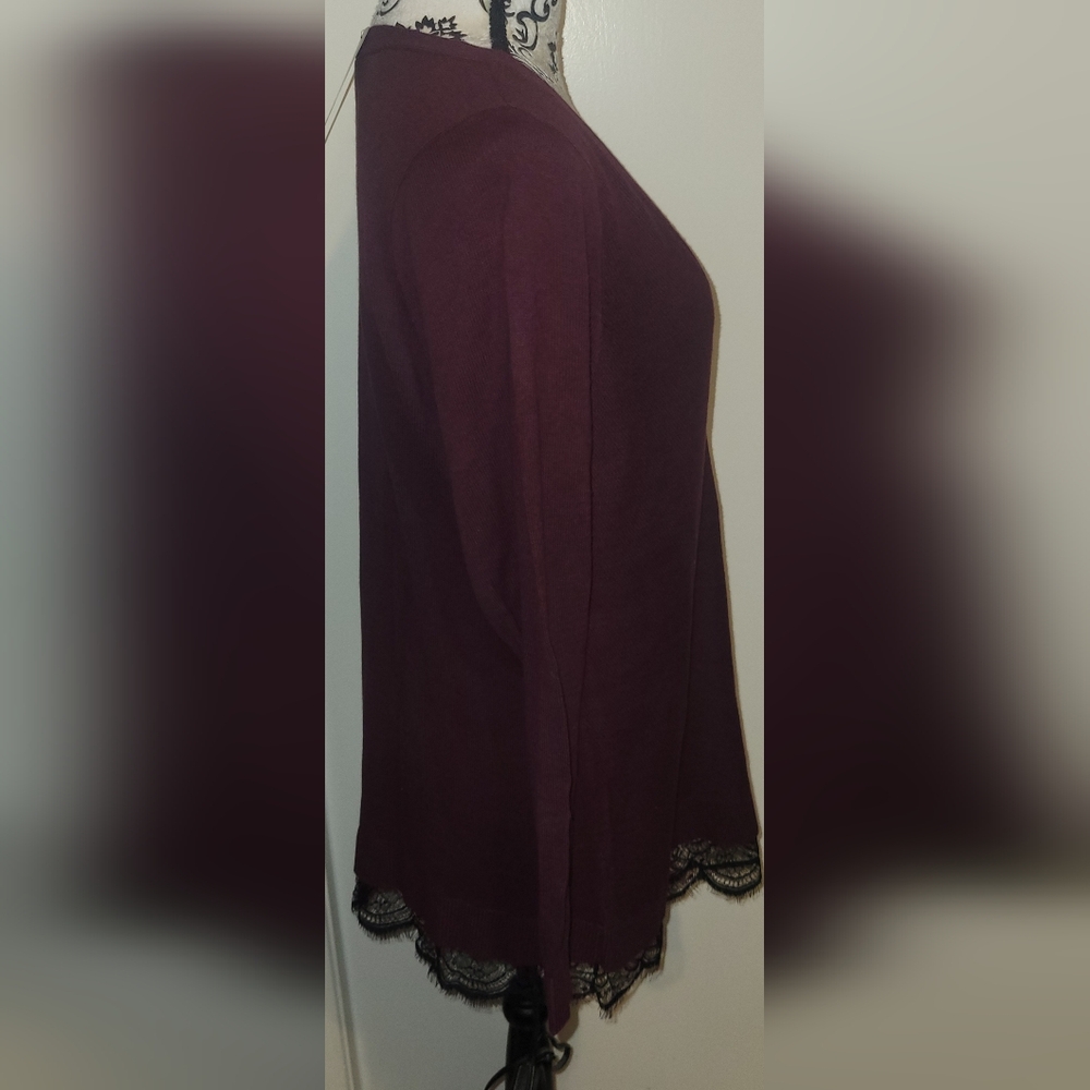 Torrid Long Sleeve Lace Trim V-Neck Tunic Sweater Sz 1/1X New With Tag - Picture 3 of 11